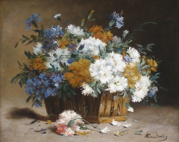 Eugene Henri Cauchois, White and blue cornflowers