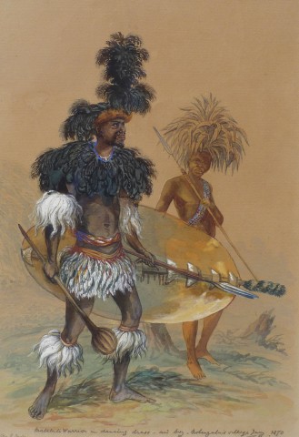 Thomas Baines, Matebele warrior in dancing dress