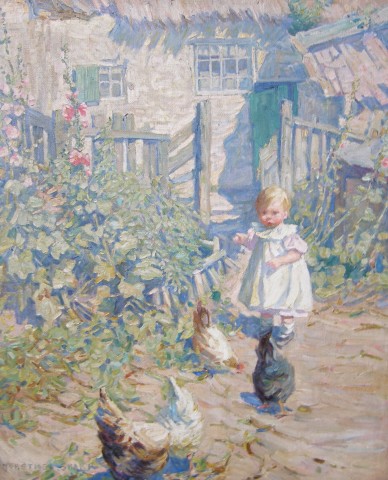 Dorothea Sharp, Child playing with chickens