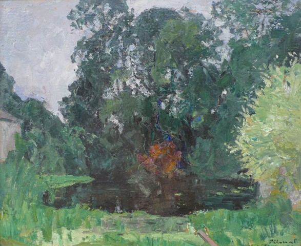 Paul Charavel, Woodland scene with lake