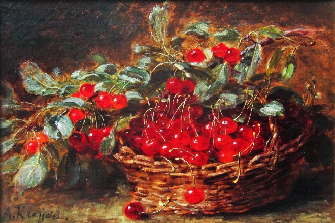 Alexis Kreyder, Cherries and Strawberries: A pair of paintings