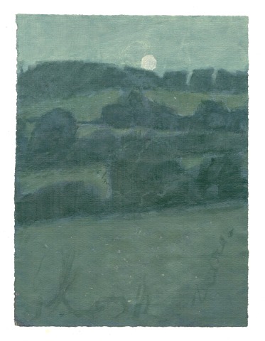 Greg Becker ARWS  Windlesham Moonrise  watercolour & acrylic on paper  Frame: 33 x 42cm  £650