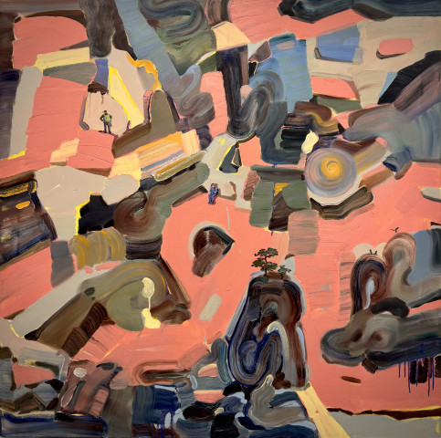 Jione Choi Guest RWS  Climbing Mountains  acrylic & oil on canvas  Frame: 140 x 140cm  £6,000