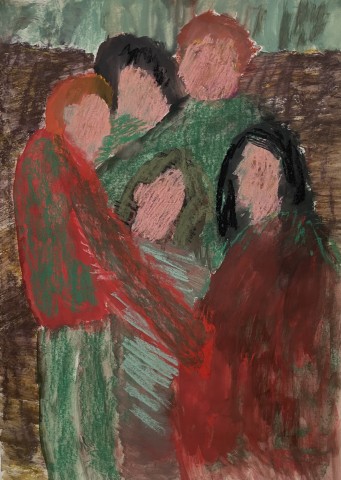 Lucy Gogoliuk Guest RWS  Hug  mixed media on paper  Frame: 50 x 70cm  £800