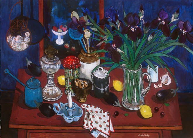 Sheila Findlay, Irises, Aubergines, Olives