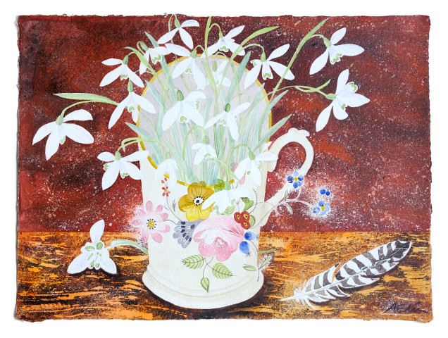 Angie Lewin, Snowdrops in Floral Cup