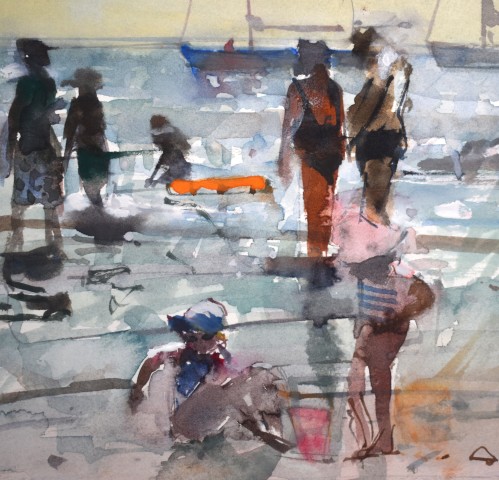 Richard Pikesley, Bathers and Boats, Lyme Regis