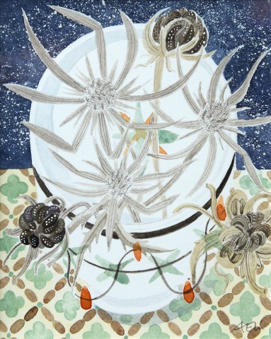Angie Lewin, Teabowl with Garden Seedheads
