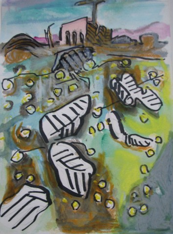 Agathe Sorel, Rocks and Yellow Flowers
