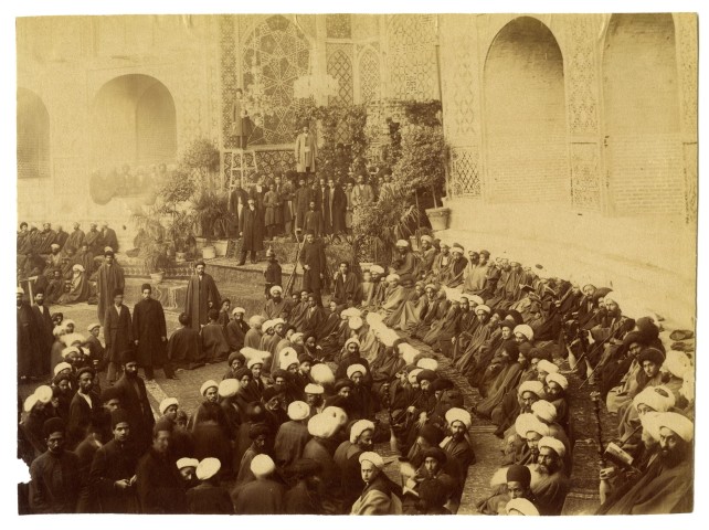 Antoin Sevruguin, Naser al-Din Shah Qajar lying in state in the Takiah Dawlat, 1896