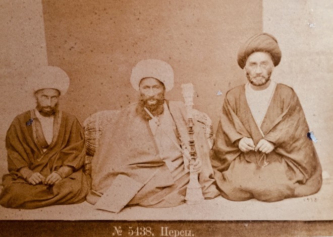 Dmitri Ivanovich Ermakov, Three Shia scholars with Hajj Mulla Ali Kani in the centre, Late 19th Century