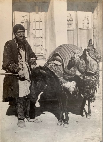 Antoin Sevruguin, Man with Donkey and Chickens, Late 19th Century or early 20th Century