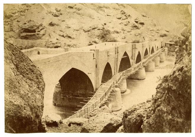 Antoin Sevruguin, A temporary bridge, Menzil, Late 19th Century
