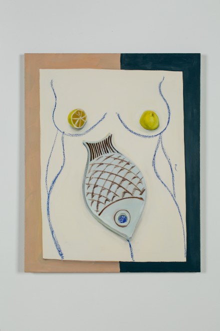 <p>Ella Kruglyanskaya, <i>Drawing of Nude with Lemons and Fish Trivet</i>, 2014</p>