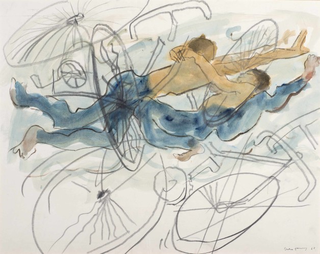 Dorothea Tanning Worlds in Collision, 1988 Watercolour and black crayon on board 78.8 x 98.4 cm, 31 x 38 3/4 ins