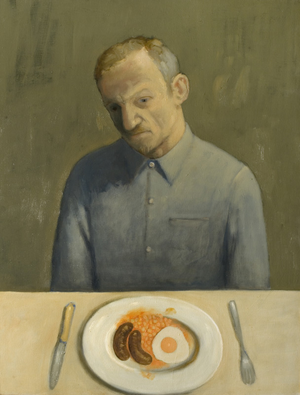 <span class="artist"><strong>John Kirby</strong></span>, <span class="title"><em>Eggs, sausages and beans</em>, 2010</span>