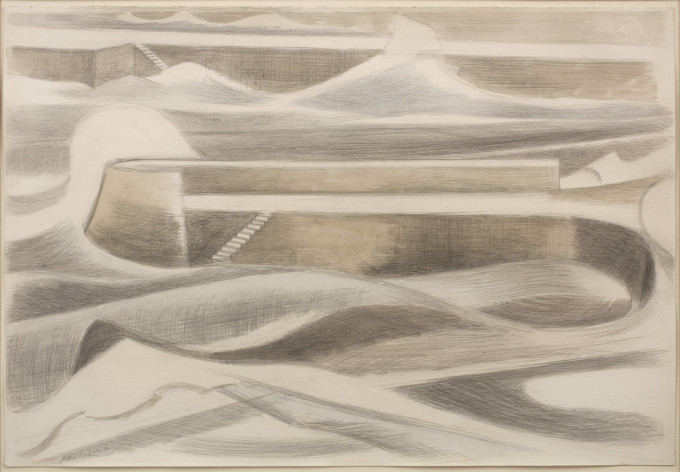 <span class="artist"><strong>Paul Nash</strong></span>, <span class="title"><em>Sea Wall</em>, 1935</span>
