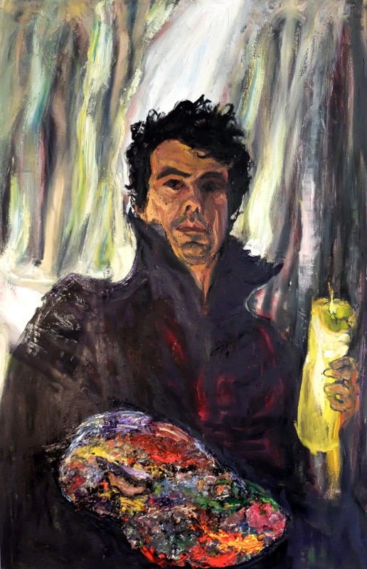 <span class="artist"><strong>Rodolfo Villaplana</strong></span>, <span class="title"><em>Self Portrait with Palette and Candle</em>, 2017</span>