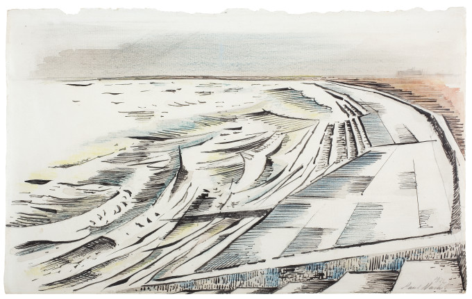 <span class="artist"><strong>Paul Nash</strong></span>, <span class="title"><em>The Shore</em>, 1922</span>