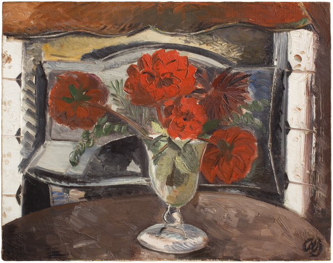 <span class="artist"><strong>Paul Nash</strong></span>, <span class="title"><em>Dahlias</em>, 1927</span>
