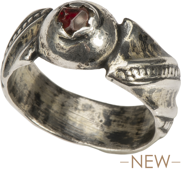 Ring with Ruby-Red Glass Stone