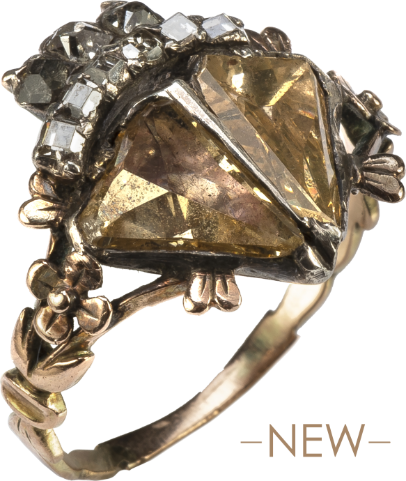 Diamond Ring with Twinned Hearts