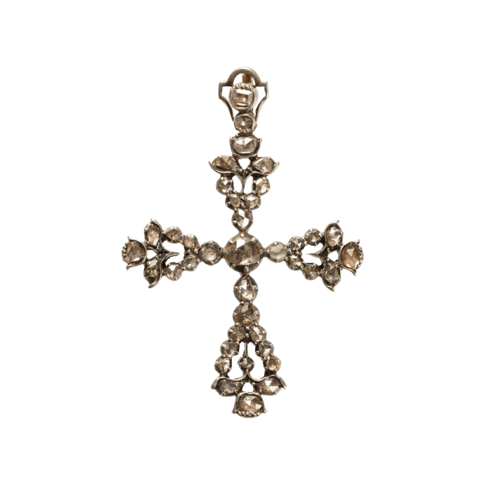Cross pendant with rock crystals