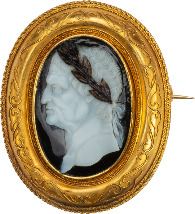 Portrait Cameo of Emperor Vespasian in a Gold Brooch