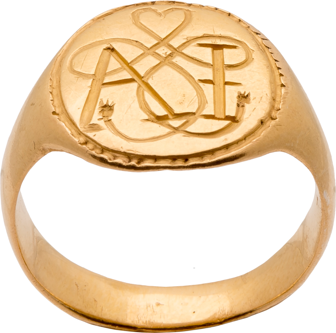 Signet Ring with true lover's knot and the initials "AI"