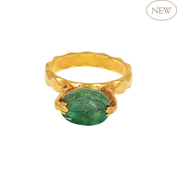 Emerald ring with dolphins