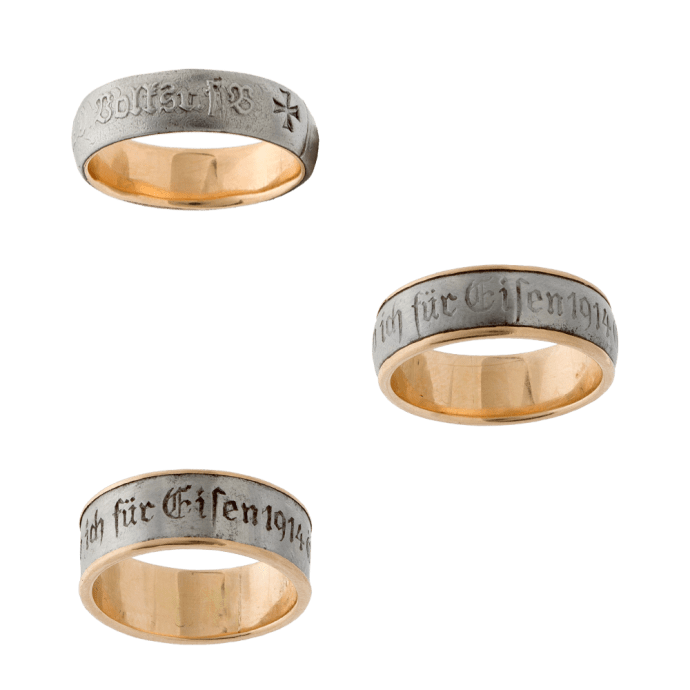 Three First World War (or Patriotic) Iron Rings with inscription “Gold gab ich für Eisen”