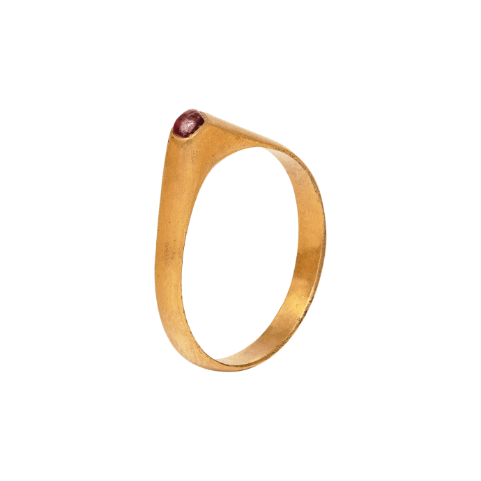 Stirrup Ring with Garnet