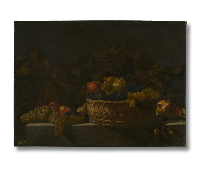 Bartolomeo Cavarozzi, Basket of Fruit on a Stone Ledge, c. 1615–25