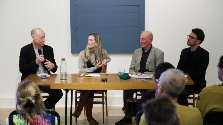 Left to Right: Jeff McMillan, Lena Fritsch, Brandon Taylor, and Yuval Etgar in conversation.