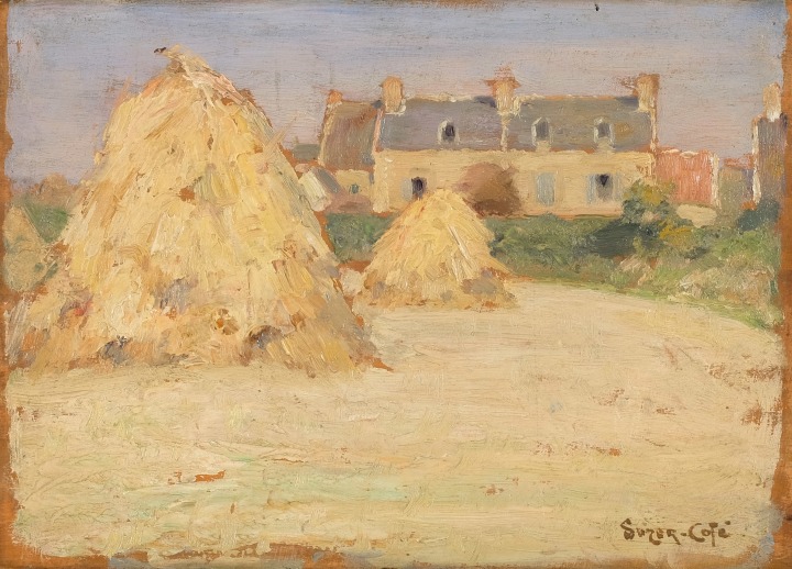 Marc-Aurèle Suzor-Coté Petite récolte de blé, Bretagne, 1900 (circa) Oil on panel 9 x 12 in 22.9 x 30.5 cm