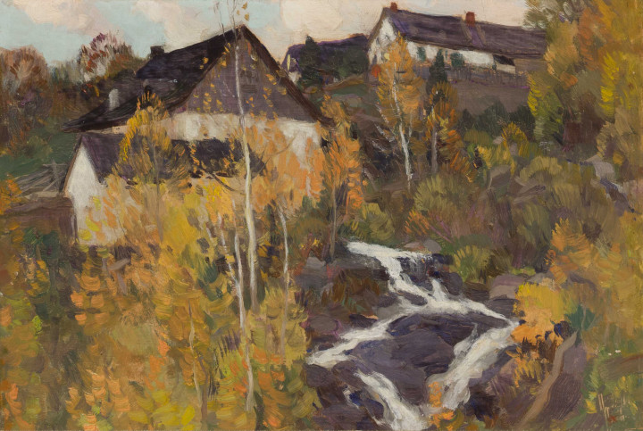 Clarence A. Gagnon The Old Mill or Automne dans Charlevoix, 1923 (circa) Oil on panel 6 x 9 in 15.2 x 22.9 cm