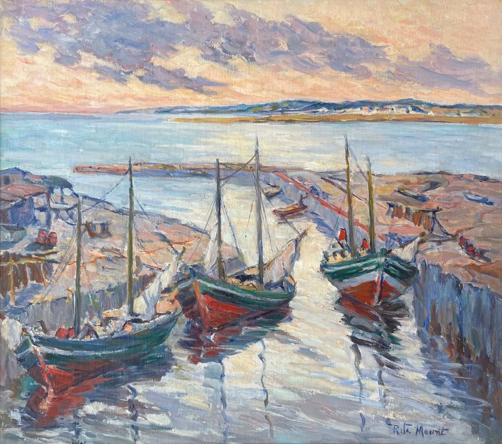 Rita Mount Fishing Boats Oil on canvas 24 x 27 1/4 in 61 x 69.2 cm