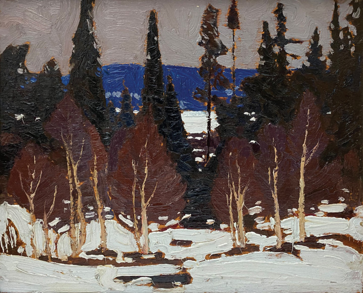Tom Thomson Early Spring, Algonquin Park, 1917 (Spring) Oil on board 8 11/16 x 10 5/8 in. 22 x 27 cm This work is included in the Tom Thomson, Catalogue Raisonné, published by Joan Murray, no. 1917.05