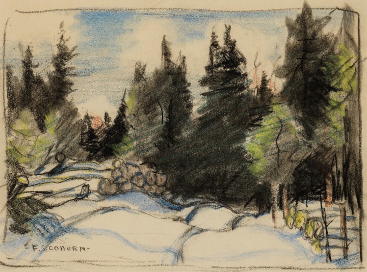 Frederick Simpson Coburn In the Open Crayon and charcoal sketch 6 x 8 in 15.2 x 20.3 cm