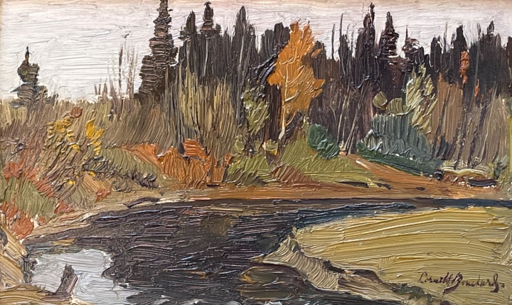 Lorne Bouchard Bend of the River, Autumn oil on panel 6 1/8 x 9 1/2 in 15.6 x 24.1 cm