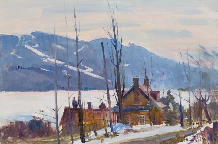 Bruce LeDain Along the Shores of Lac Tremblant Oil on masonite 12 x 18 in 30.5 x 45.7 cm