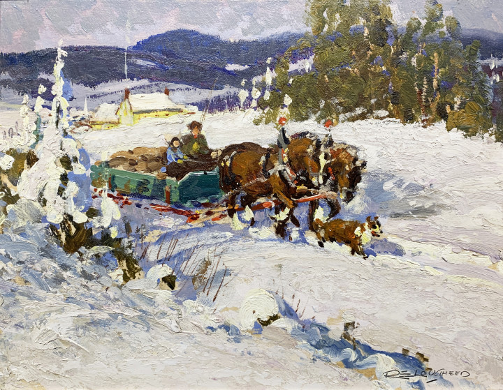Robert E. Lougheed March Day Near Lachute Oil on panel 8 x 10 in 20.3 x 25.4 cm