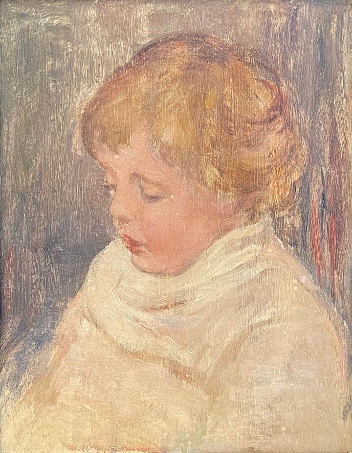 Charles Ernest De Belle Portrait of a Child Oil on canvas 9 3/4 x 7 5/8 in 24.75 x 19.5 cm
