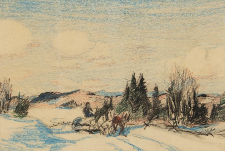 Frederick Simpson Coburn On the Melbourne road Crayon drawing 7 x 10 in 17.8 x 25.4 cm
