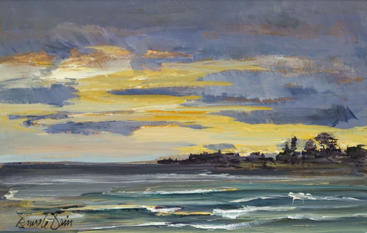 Bruce LeDain Sundown, Spencer Point, Wellington Bay, Ont., 1983 Oil on canvas board 8 x 12 in 20.3 x 30.5 cm