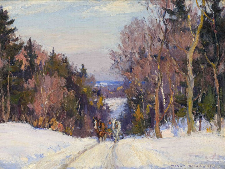 Manly Edward MacDonald Logging Road in Winter, 1935 (circa) Oil on canvas board 12 x 16 in 30.5 x 40.6 cm