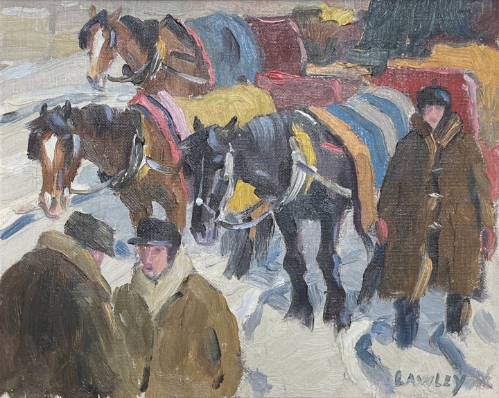 Douglas Lawley Calèches at Mount Royal Oil on canvas board 8 x 10 in 20.3 x 25.4 cm