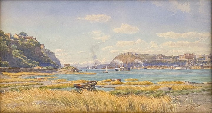 Charles Jones Way View of Quebec from the River Marshes, 1899 Watercolour 11 x 20 1/4 in 27.9 x 51.4 cm