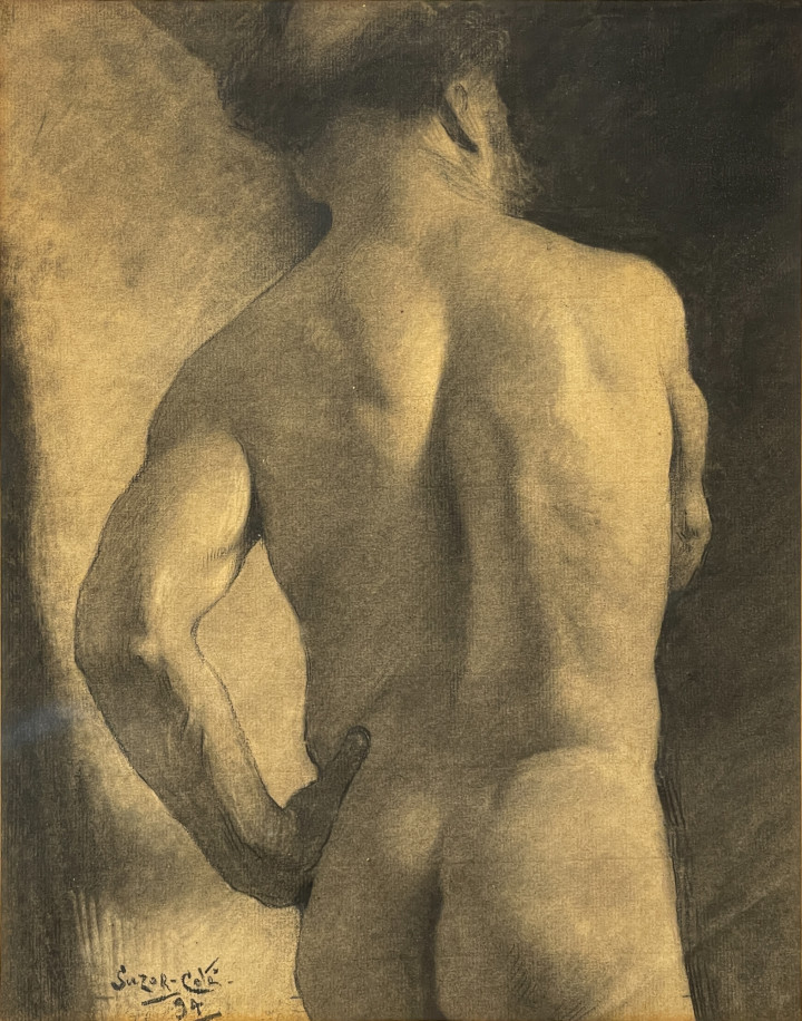 Marc-Aurèle Suzor-Coté Homme de dos, nu, 1894 Charcoal 12 x 10 in 30.5 x 25.4 cm