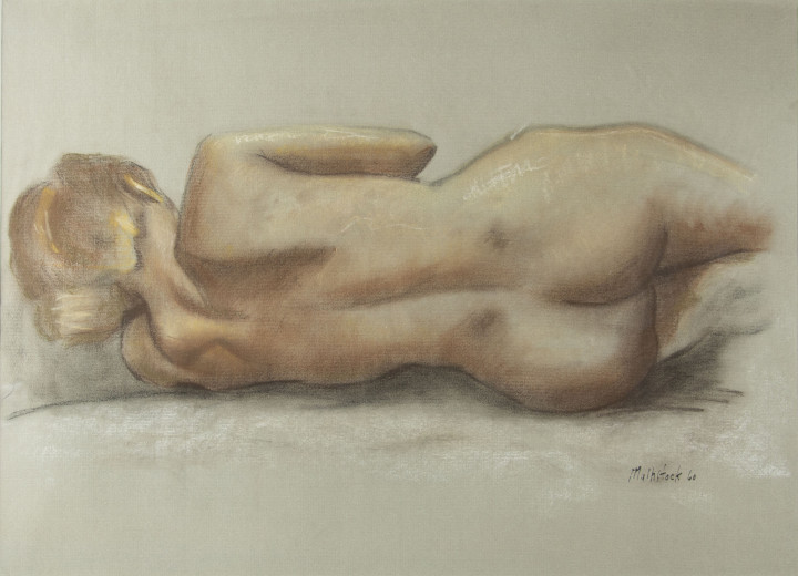 Louis Muhlstock Reclining Nude, 1960 Pastel on paper 18 x 24 in 45.7 x 61 cm
